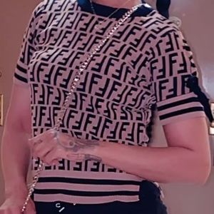 Fendi motif short sleeve sweater